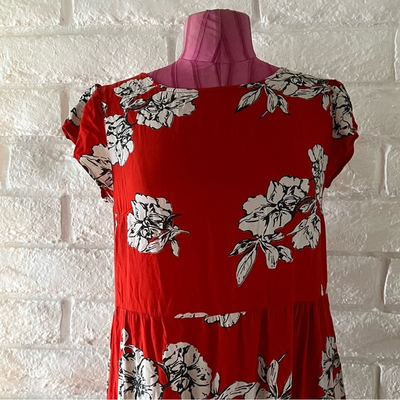 Free People Rita Tiered Midi Dress Red Floral Size Small - Picture 5 of 8
